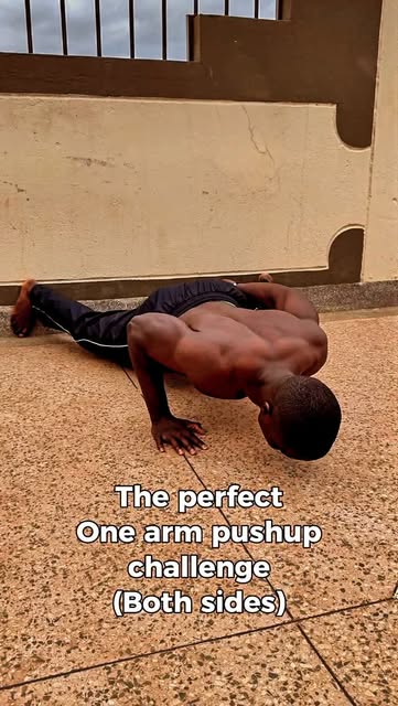 One arm push-up calisthenics challenge on a Nairobi rooftop